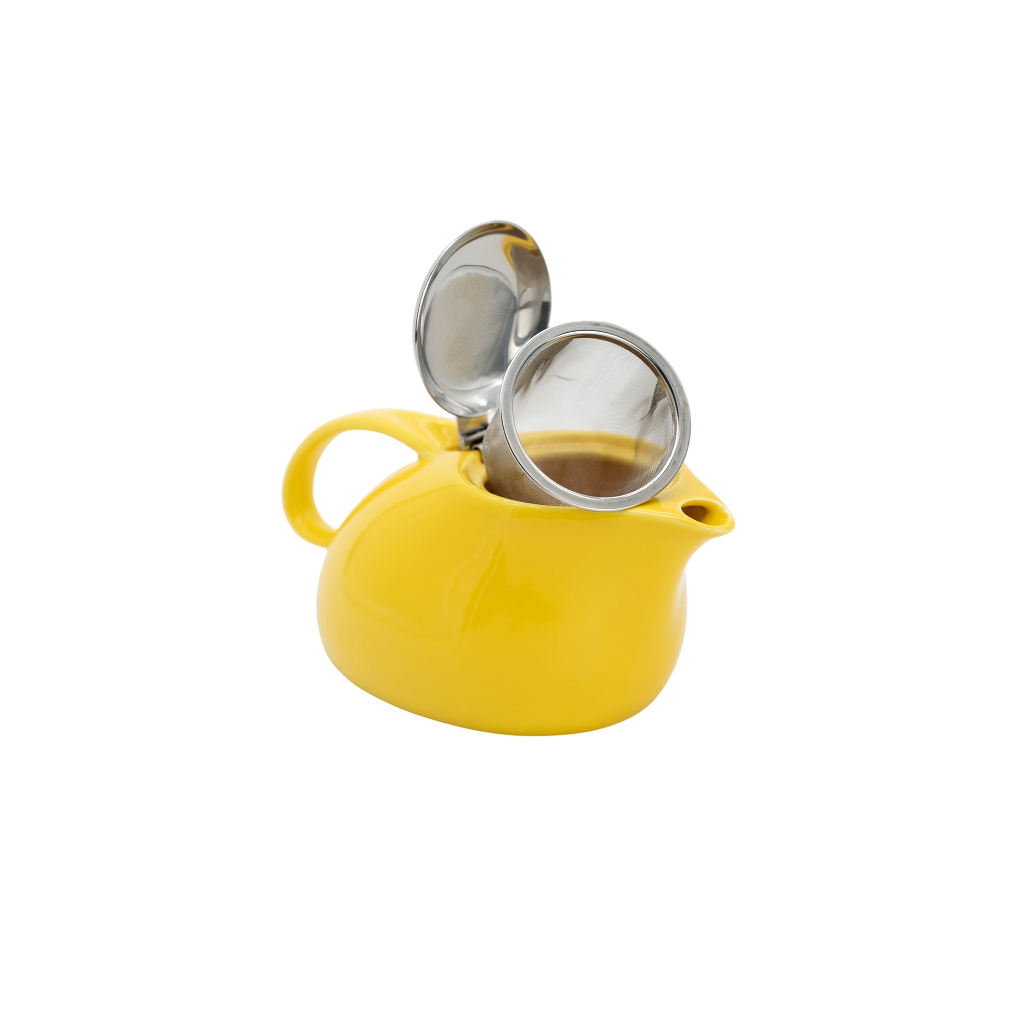 Tea Pot Set (Yellow) with Organic Japanese Matcha Genmaicha Tea Bundle