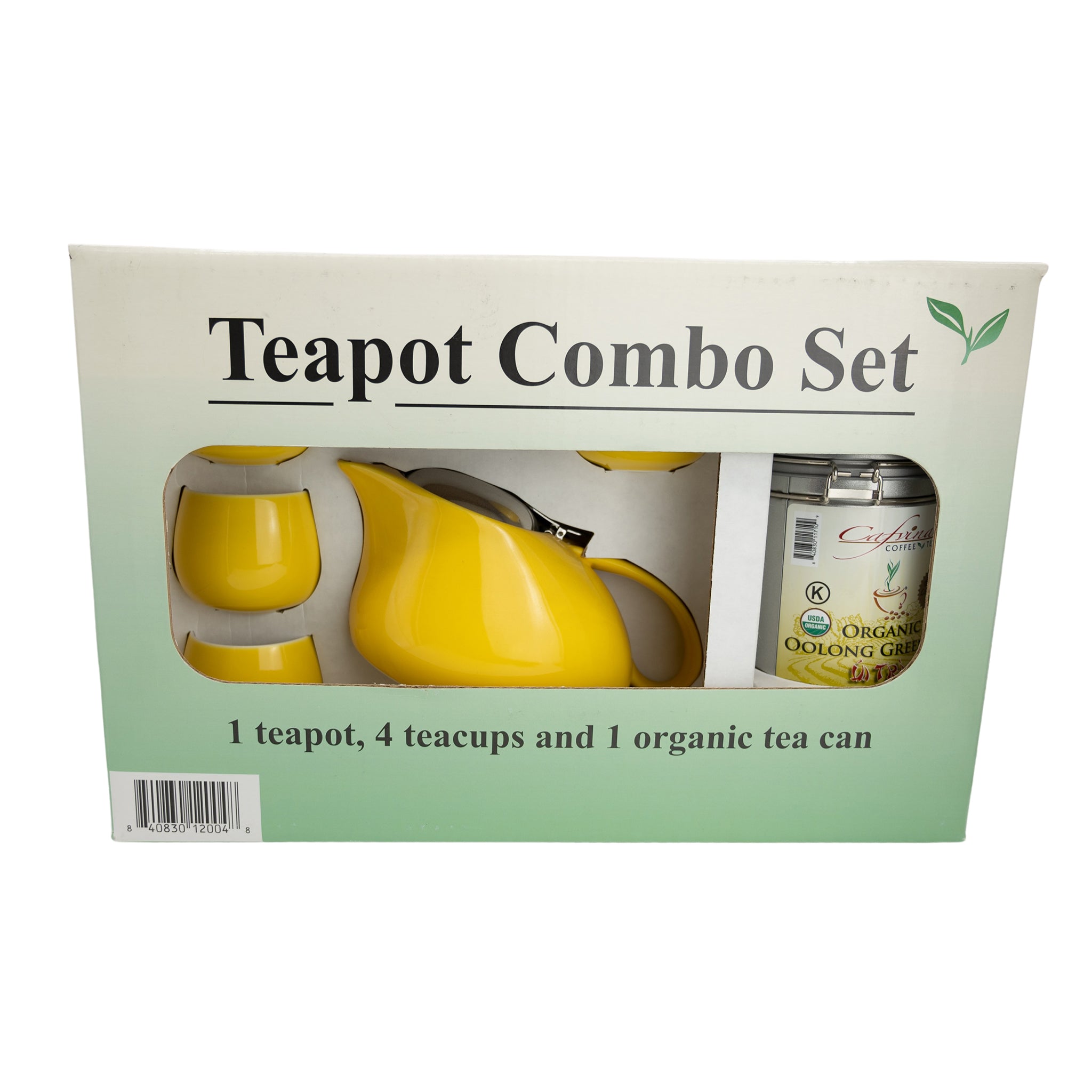 Tea Pot Set (Yellow) with Organic Jasmine Extra Special Green Tea